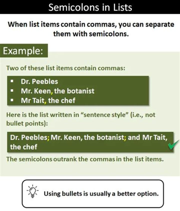 Semicolon list - How To Discuss